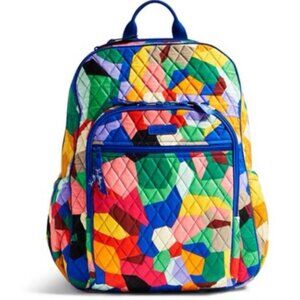 Vera Bradley Quilted Campus Tech Multi Pocket Geometric ainbow Colorful Backpack